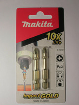 Makita B-28282 2psc Impact GOLD Torsion Bit PZ2 50mm Screwdriver E-03305 - £15.00 GBP