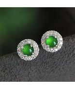 Certified Natural Guatemala Imperial Green Jadeite Earrings |18K Gold SL450/100 - $216.64