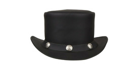 Black Unisex El Dorado Coachman Top Hat RLT-A Leather 5&quot; Crown  - £67.94 GBP