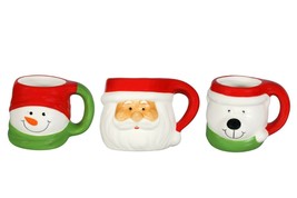 Set of (3) 10 oz Christmas Holiday Mugs- Santa, Polar Bear, Snowman - £18.18 GBP