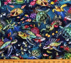 Cotton The Reef Sea Turtles Ocean Animals Fabric Print by the Yard D690.93 - $12.95