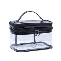 Portable Clear Makeup Bag 2 Layers Zipper Cosmetics Bags Transparent Travel Stor - £44.81 GBP