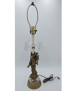 Cherub Bird on Shoulder Brass Banquet Parlor Table Lamp w/ Prisms Made i... - £141.77 GBP