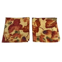 Set Of 2 Fall Autumn Leaves Square Cloth Napkin Polyester 17” Formal Dining - $18.69