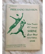 12/27 1969-45st Shrine All East West Football Bowl Media Press Radio TV ... - £18.60 GBP