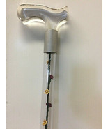 Walking cane acrylic burgundy and gold roses lucite elegant designer cha... - $72.22