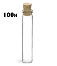 100x Glass Vials Pre-roll Tubes w/ Cork Stoppers - 45x30x25cm - £82.02 GBP