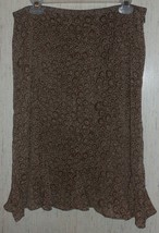 Excellent Womens Villager Brown &amp; Beige Floral Lined Skirt Size 10 - £18.45 GBP