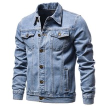 Men Light Blue Denim Jackets Slim Casual Denim Coats New Male High Quality Cotto - £71.00 GBP
