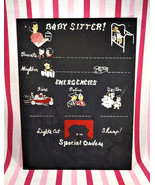 Precious Vintage Baby Sitter Emergency Number Wall Mount Chalkboard Plaque - £29.88 GBP