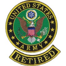 U.S. Army Retired Logo Patch Black &amp; Yellow 3&quot; - $9.31