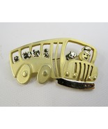 Vintage School Bus With Kids Gold Tone Pin Brooch 2&quot; - £8.91 GBP