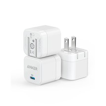 USB C Anker 3-Pack Fast Charger with Foldable Plug, PowerPort III 20W Cube Charg - £34.04 GBP