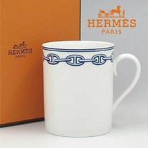 Hermes Chaine D&#39;Ancre Mug Cup And Saucer Blue Tableware Coffee y92 - £268.81 GBP