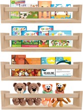 Birola Nursery Book Shelves Set Of 4, Wood Floating Nursery Shelves For ... - $41.98
