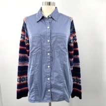 We the Free People Womens Fair Isle Sweater Knit Sleeve Chambray Shirt S... - £12.59 GBP