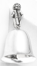 Vintage Reed &amp; Barton Polished Silver Dinner Bell Little Boy Holds Gift Box Usa - £19.10 GBP