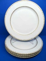  Pouyat Limoges France 10 1/4&quot; Dinner Plates White Porcelain Bundle of 4 - £62.12 GBP