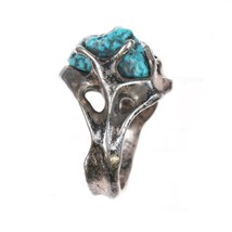 sz7.25 Mid century brutalist sterling and turquoise ring - £81.44 GBP