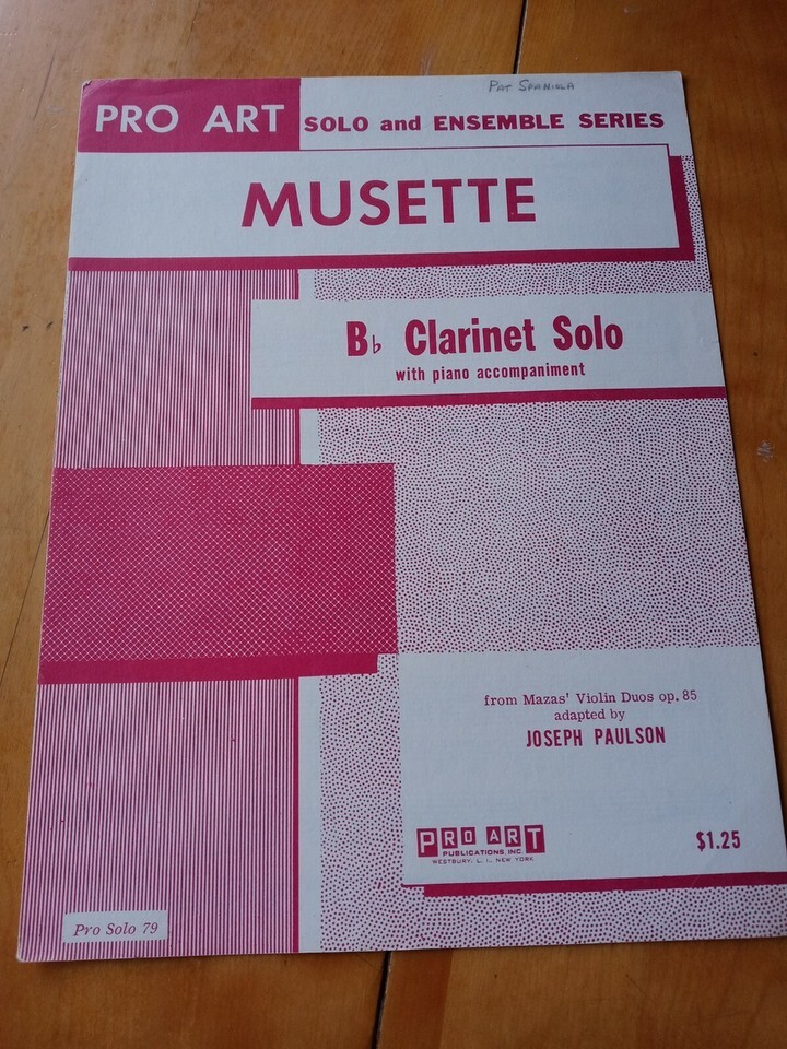 Pro Art Solo And Ensemble Series Musette Clarinet Solo Sheet Music - $87.88 Pro Art Solo And Ensemble Series Musette Clarinet Solo Sheet Music - $87.88