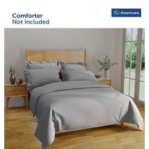 KING - DREAMCARE Washed Microfiber Duvet Cover Duvet Cover Set 5 Pcs, Light Gray - £23.91 GBP