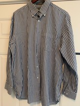 Daniel Cremieux Men&#39;s Signature Striped Poplin Cotton Dress Shirt Large Gray - £12.91 GBP