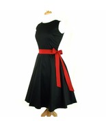 Cute Rockabilly 50s Retro Black Red Bow Swing Dress Vintage Pin Up Fashion - $78.41