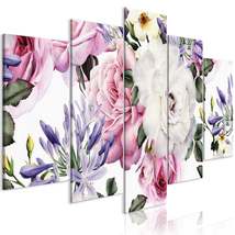 Tiptophomedecor Stretched Canvas Floral Art - Rose Composition Wide Colourful -  - £71.92 GBP+