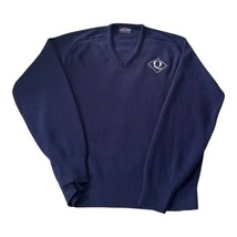 Vintage Pine State Navy V-Neck Sweater with Q Logo – Size L – Made in US... - $28.00