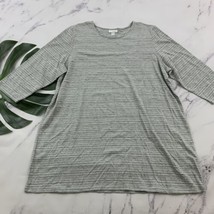 Pure J Jill Striped Tunic Top Size L Heather Gray White 3/4 Sleeve Soft ... - £20.19 GBP