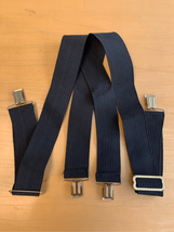 Clip On Elastic Suspenders Braces-Black w/Gold Accents 1 1/2” Wide EUC - £6.91 GBP