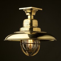 Vintage Brass caged reflector ceiling light - £108.87 GBP