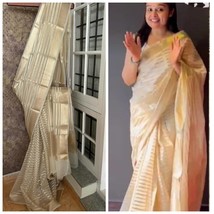 Kora Organza Saree, Tissue Zari Weaving, Gift for Her, Valentines Day Special - £64.54 GBP