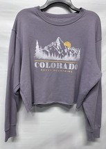 Hollister Cropped Sweatshirt Colorado Rocky Mountains Soft Lavender Flee... - $353.50 MXN