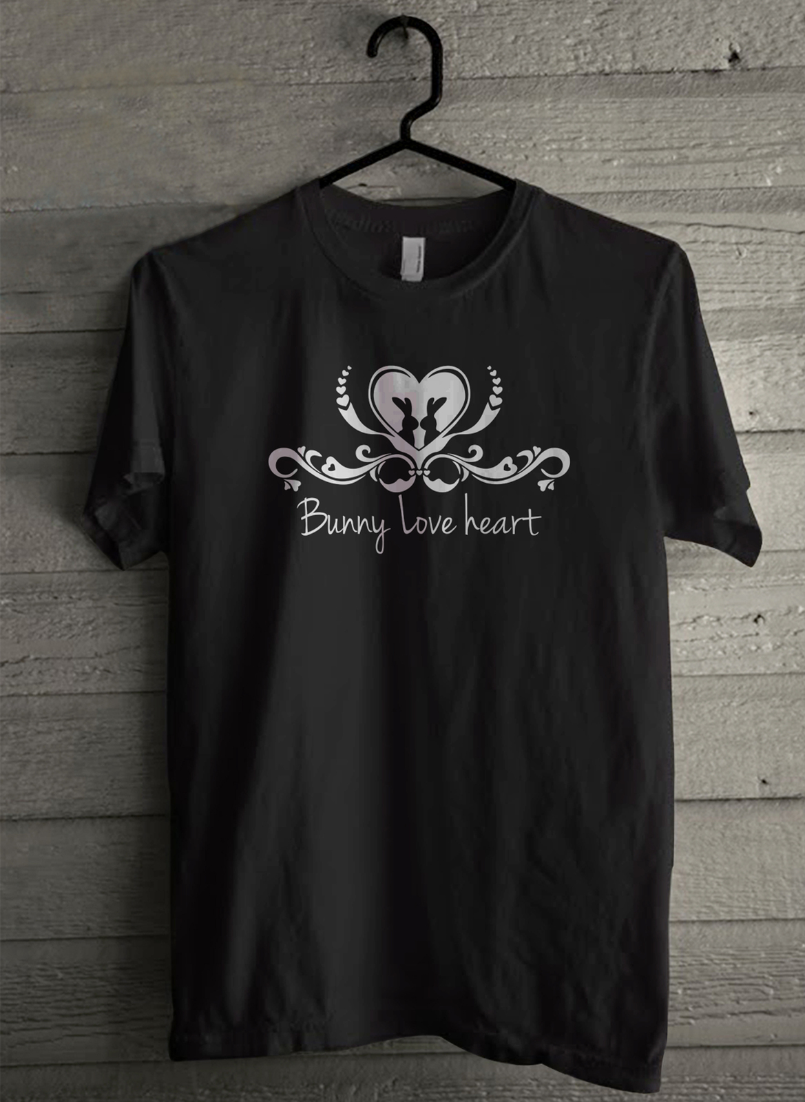 Bunny Love Heart - Custom Men's T-Shirt (2600) - $19.13 - $21.84