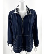 AK Anne Klein Sport Womens Jacket Plus Size 1X Navy Blue White Zip Up Dr... - $639.77 MXN