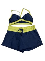 Magellan Womens Swimsuit 2 Piece Size 6 Bikini Top Shorts Bottom Blue Ye... - $18.81