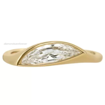 Marquise Lab-Created Diamond Women&#39;s Anniversary Ring 14K Yellow Gold Plated - £146.19 GBP