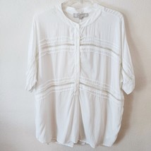 ANN TAYLOR LOFT Oversized White Dolman Ladder Lace Blouse 3/4 Sleeves Cr... - $22.00