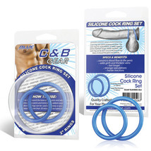 Blue Line C &amp; B Gear 3-Piece Silicone Cock Ring Set Blue - £18.73 GBP