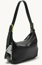 Fossil Hannah Hobo Shoulder Bag Black Leather ZB7888001 NWT Brass Buckles FS - £122.65 GBP