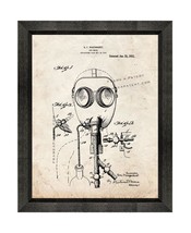 Gas Mask Patent Print Old Look with Beveled Wood Frame - £19.71 GBP+