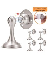 Set of 4 Magnetic Door Stoppers, Brushed Nickel Finish, Easy Install wit... - £19.29 GBP