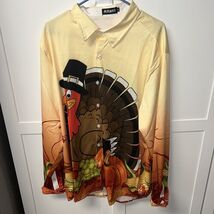 Thanksgiving Turkey Mens Long Sleeve Shirt Size 2X Atlani Holiday Double... - $17.33