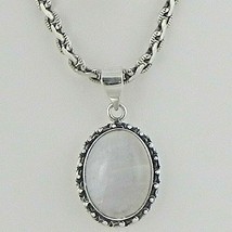 Sterling Silver Handcrafted Women Pendant Necklace Natural Moonstone Daily Wear - £29.53 GBP