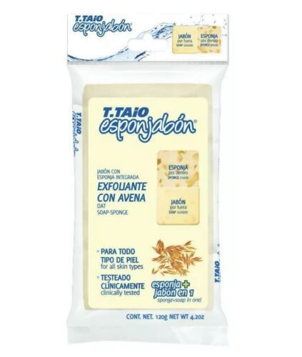 1X T.Taio Esponjabon Exfoliant Avena Oatmeal Scrub Soap Sponge Bar Dark ... - $9.85