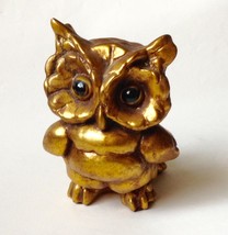 Mid Century Kay Finch Hoot Gold Owl Figurine Freeman McFarlin 6&quot; High - $49.95