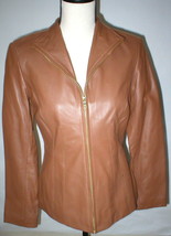 New Womens S Light Brown Soft Cole Haan Leather Jacket Italian Leather Lined  - £547.58 GBP