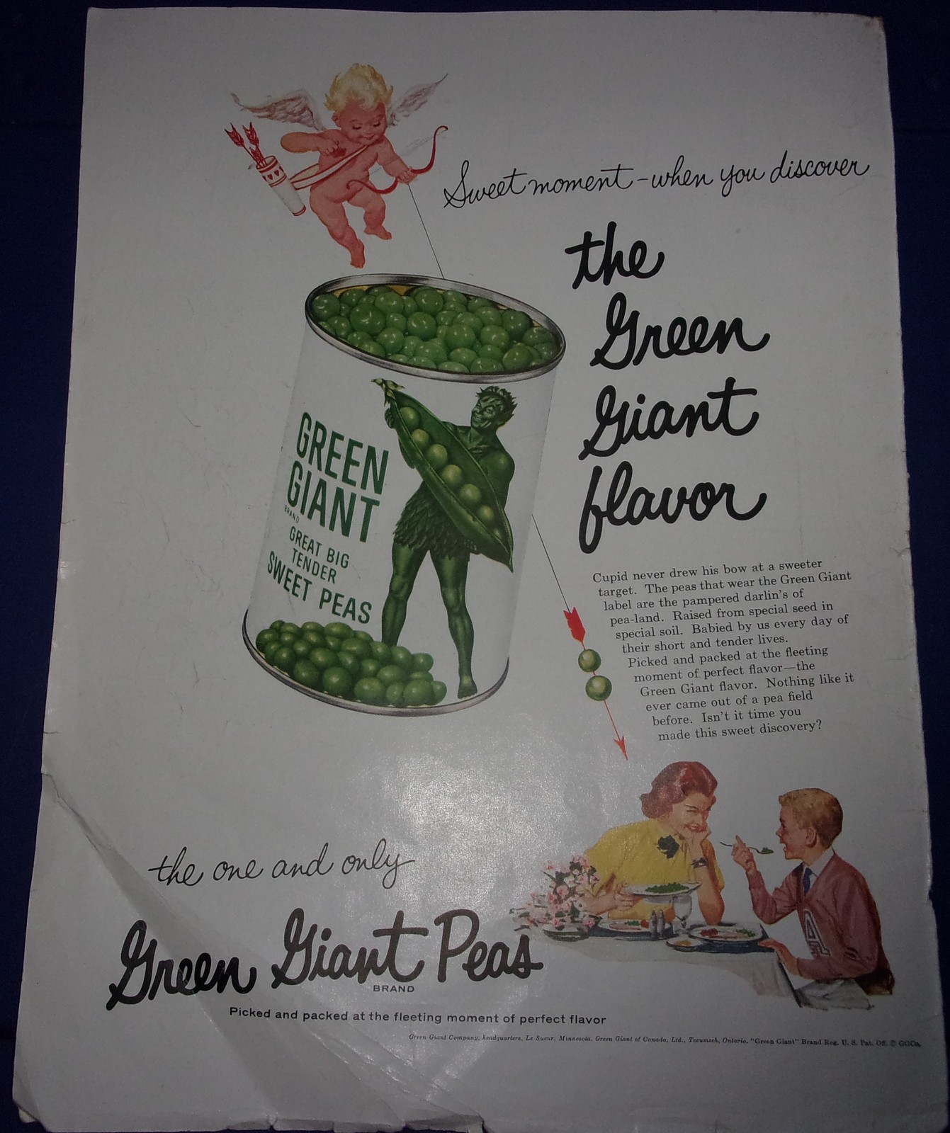 Green Giant Peas Magazine Print Advertisement 1956 - $3.99
