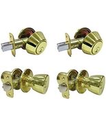 Faultless Tulip Polished Brass Metal Entry Knob and Single Cylinder Dead... - $57.83 CAD